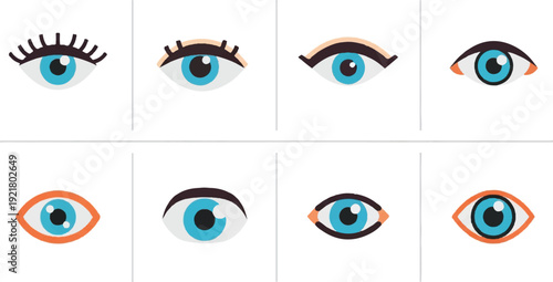 Stylized eye illustrations collection various designs vector graphics
