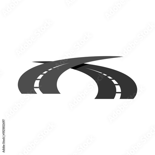 Curving Tarred Road Or Highway icon isolated on white background