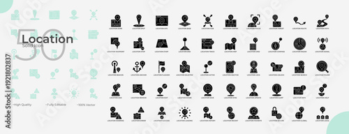 Location Solid Editable Icons set