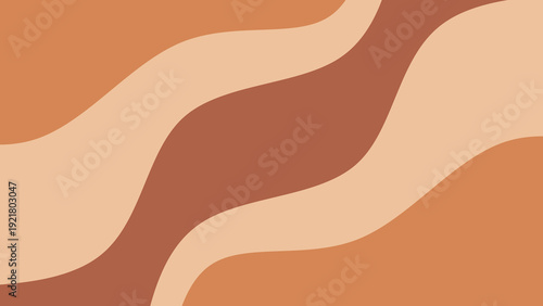 Abstract boho background with organic fluid shapes in earth tones in terracotta, brown and cream. Minimalist wavy background.