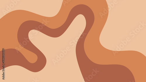 Abstract boho background with organic fluid shapes in earth tones in terracotta, brown and cream. Minimalist wavy background.