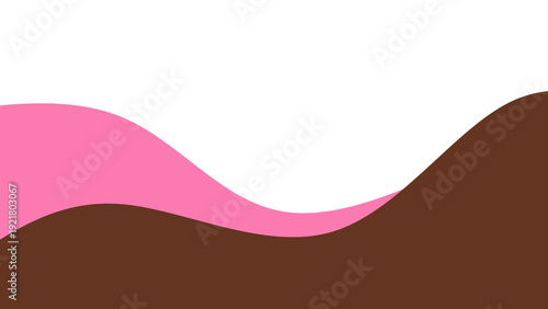 Sweet melting chocolate and pink strawberry icing glaze background. Melted syrup or dripping liquid sauce. Minimalist sweet chocolate and strawberry pink background. Minimalist wavy background.