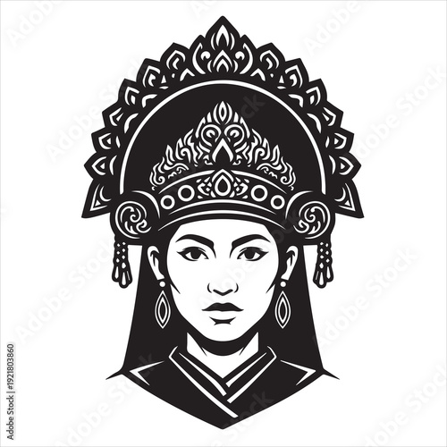 Ancient Warrior Portraits – A Collection of Black and White Vector Art Icons. Ancient warriors and historical heroines from various civilizations are illustrated in a black and white vector line art s