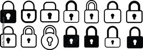 Lock And Padlock Icon Set Illustration Showing Secure And Unsecure States For Privacy, Protection, Cyber Security, Safety, Interface, And Vector Design Use