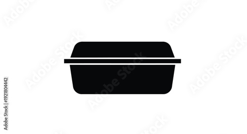 Simple black silhouette of a rectangular takeout food container