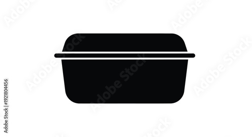 Simple black and white illustration of a takeaway food container