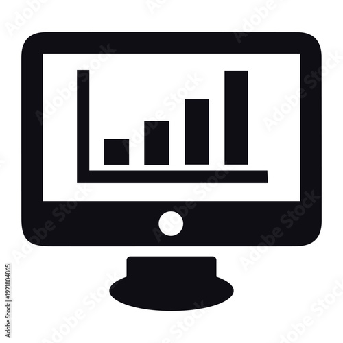 Computer monitor displaying a growing bar chart graphic