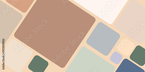 Abstract pastel geometric background with rounded rectangles, minimal modern design, soft color blocks, clean pattern texture, contemporary wallpaper layout.