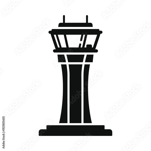 Air traffic control tower icon representing aviation and travel, ui elements