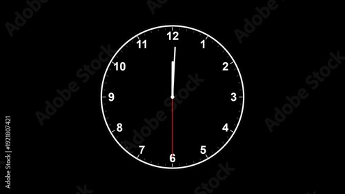 Animated Analog Clock with Ticking Hands on Transparent Background | Time Lapse UI Element