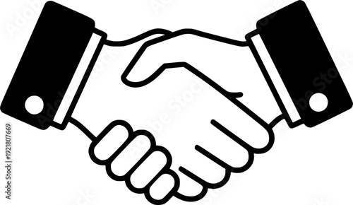 Flat vector of two business hands shaking, partnership and corporate deal.