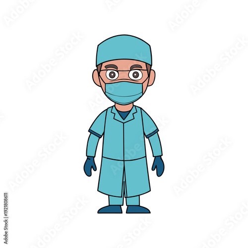 Surgeon in scrubs and mask ready for operation in hospital