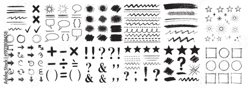 Hand Drawn Style Pencil Sketch Elements, Scribbles, and Doodles Mega Set