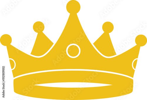 Golden crown icon with five points and jewels
