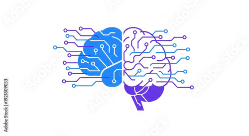 Brain with circuit board design symbolizing artificial intelligence and technology integration innovation and futuristic concept