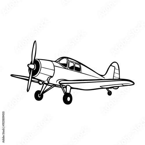 Logo agencia de viajes. Dibujo sencillo con líneas de un avión antiguo 