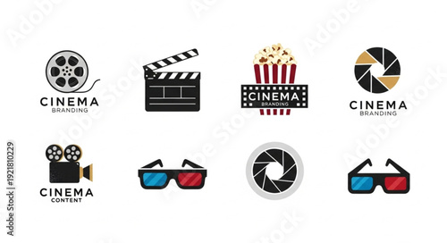 Collection of Cinema and Movie Icons and Symbols.