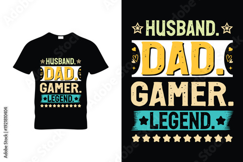 Funny Vintage Husband Dad Gamer Legend Retro T-Shirt