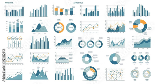 Collection of various business charts and graphs for data analysis.
