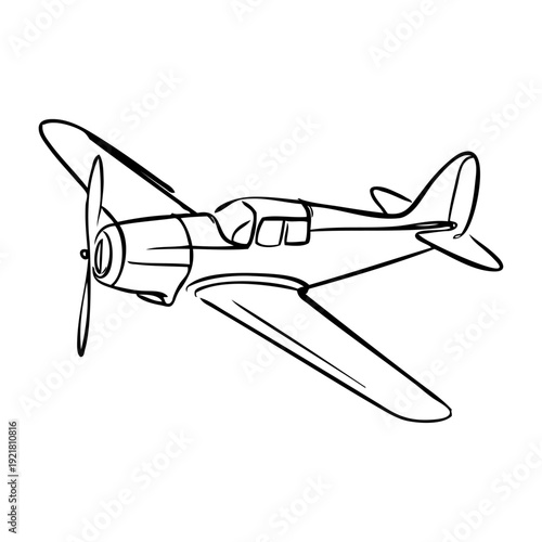 Logo agencia de viajes. Dibujo sencillo con línea continua de un avión antiguo 