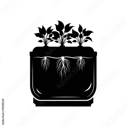 Aquaponics Fish Tank Silhouette for Sustainable Plant Growing Concepts
