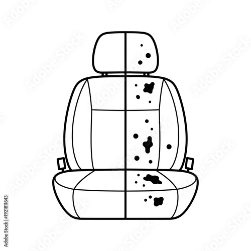Car Seat Upholstery Silhouette Illustrating Auto Interior Cleaning