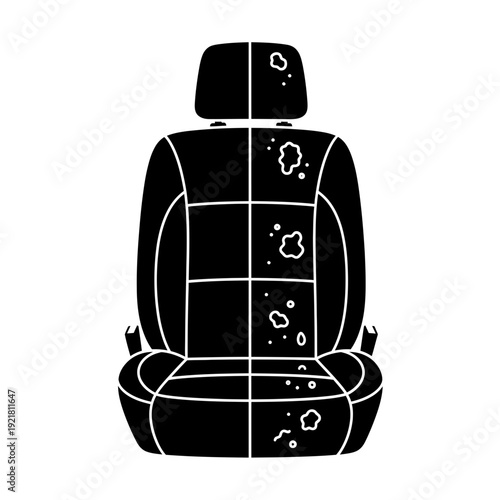 Car Seat Upholstery Silhouette Illustrating Auto Interior Cleaning