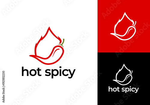 spicy icon logo design vector, fire and chili logo.