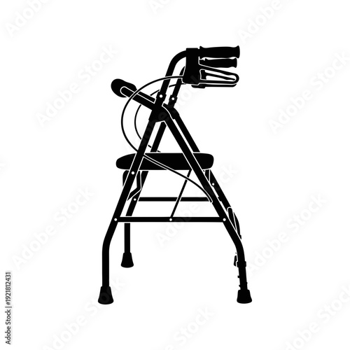 Folding Walker Mobility Aid Silhouette for Senior Patient Care