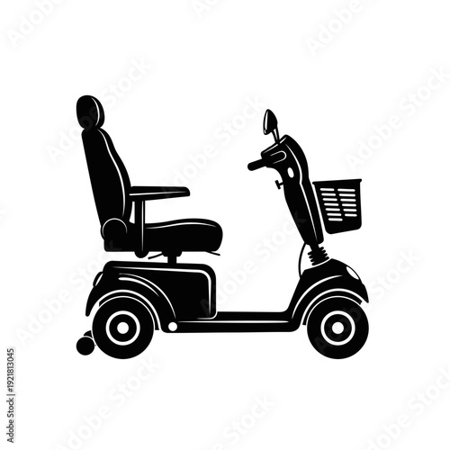 Mobility Scooter Electric Vehicle Silhouette for Senior Independence and Transport Themes