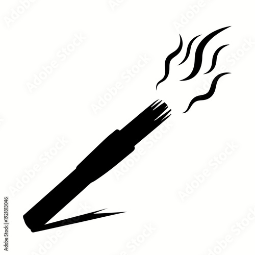 Moxibustion Burning Mugwort Stick Silhouette for Traditional Chinese Medicine Themes