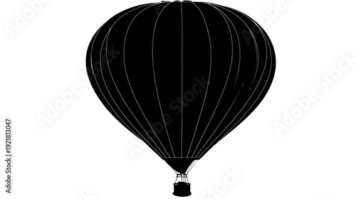 Black silhouette of a hot air balloon. Simple vector illustration for air travel, adventure, freedom, and exploration.