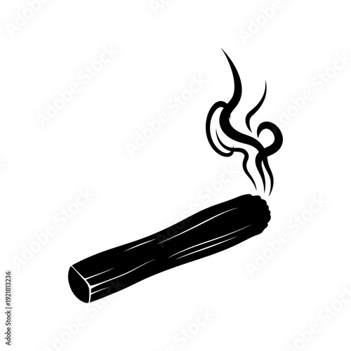 Palo Santo Stick Smoking Wood Silhouette for Spiritual Rituals and Cleansing Themes