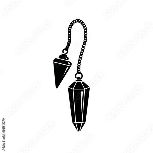 Pendulum Crystal on Chain Silhouette for Divination and Spiritual Esoteric Themes