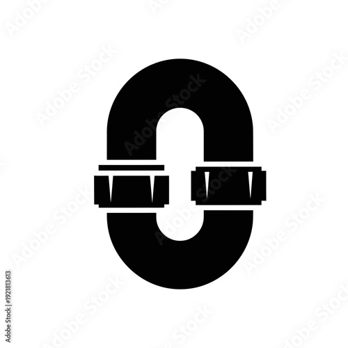 P-Trap Pipe Curve Silhouette for Plumbing Drainage Systems and Sink Installation