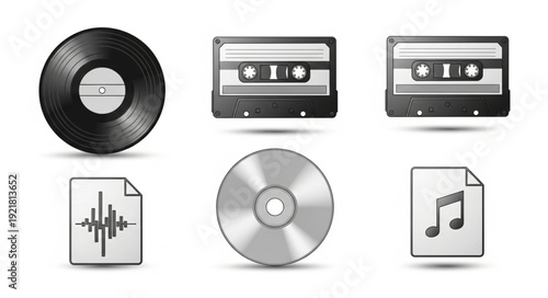 Collection of vintage and modern audio media formats.
