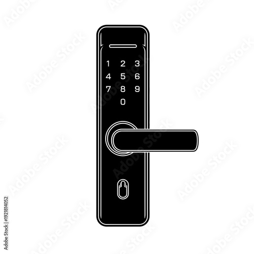 Smart Door Lock Digital Keypad Silhouette for Home Security and Automation Systems