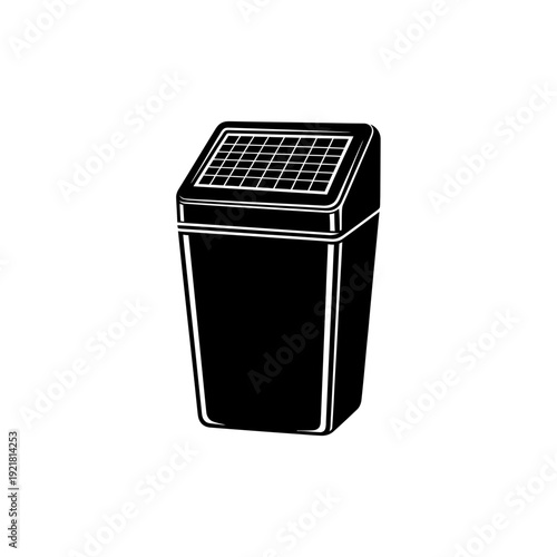 Smart Trash Bin Solar Compactor Silhouette for Eco City Waste Management Technology