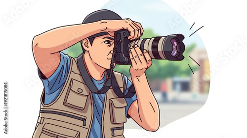 Man taking a photo with a professional camera.