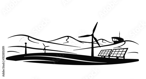 renewable energy solar panel wind turbine landscape