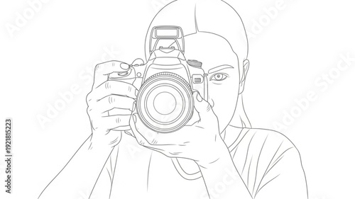 Person holding a camera and taking a photo.