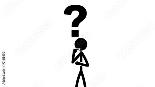 Stick figure pondering a large question mark above its head.