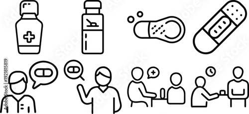 Set of  outline icons related to sleep. Linear icon collection. Editable stroke. Vector illustration, 
