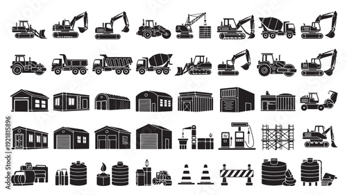 Set of 50 Construction Industry Icons Vector