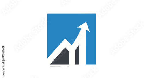Graphical representation of growth and progress with arrow.