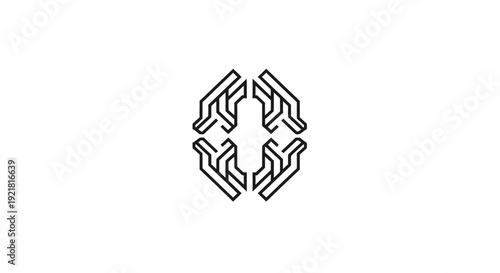 Abstract geometric logo design element on white background.