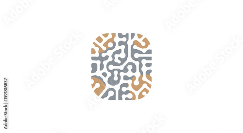 Abstract Brain Illustration with Orange and Grey Shapes.