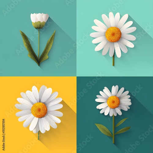 A colorful collage of white flowers on different backgrounds