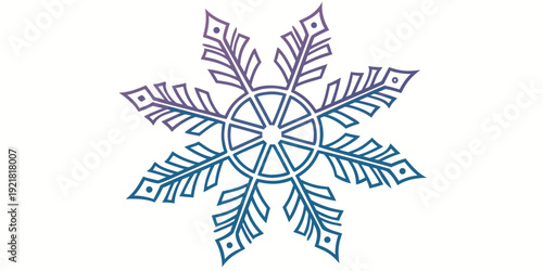 Intricate snowflake design with symmetrical patterns in shades of blue and purple