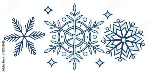 Intricate snowflakes with unique patterns and symmetrical designs